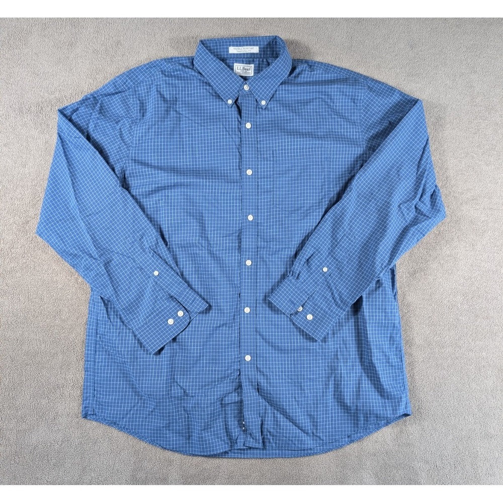 LL Bean Shirt Mens Size   Blue Traditional Fit 100% Cotton Button Down